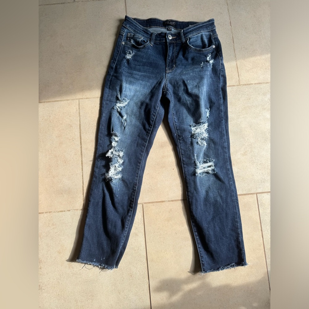 Judy Blue Boyfriend Fit Blue Jeans Womens Size 5/27 Mid Rise Stretch Denim‎